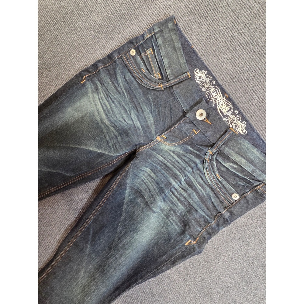 Express Zelda Crop Jeans‎ Women Size 2 Dark Wash Whiskered Low Rise Slim NEW